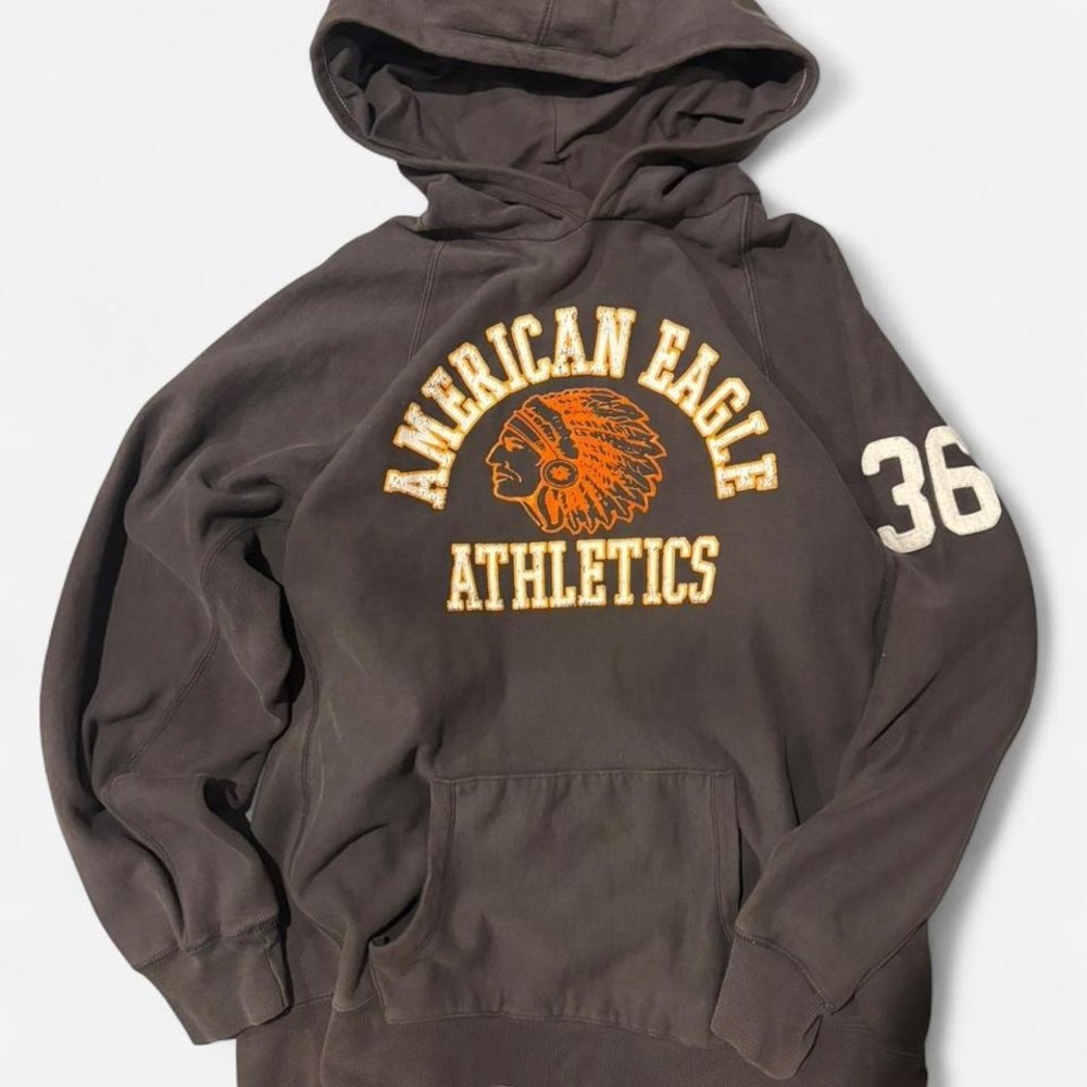 RARE Mens Tall‎ American Eagle Boxy Hoodie WASHED GRAY Faded Distressed XXLT